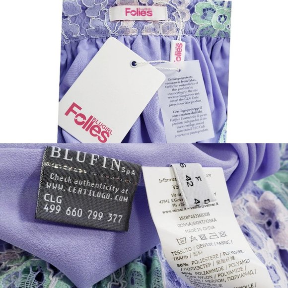 $375 NWT Blugirl Folies Purple Floral Lace Skirt L - Picture 6 of 15